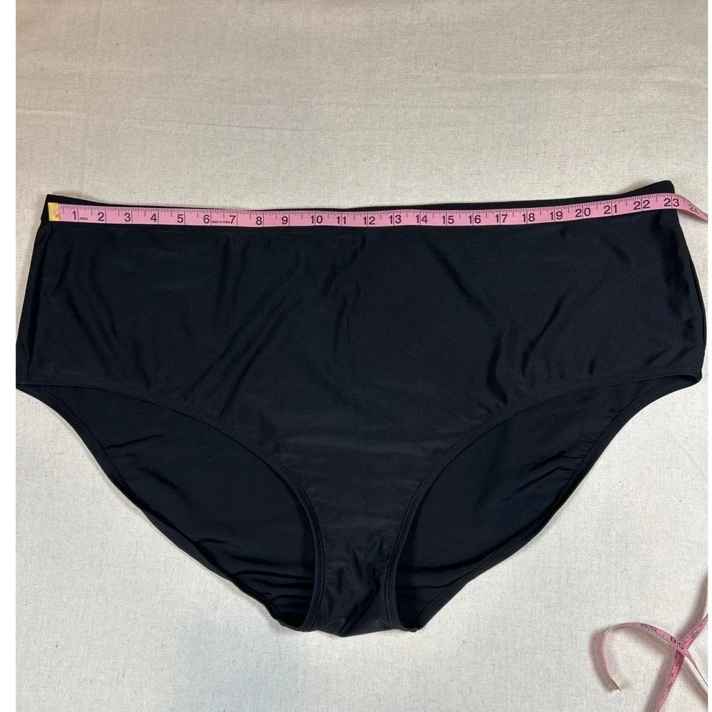 Black High Waisted Swim Bottoms Full Coverage‎ Bikini Briefs Size 32 Plus Size